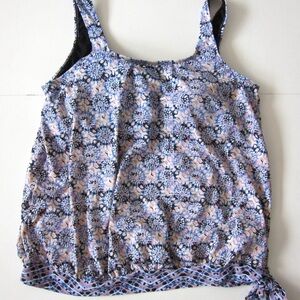 Swimsuits For All Blue and Pink Floral Tank Top